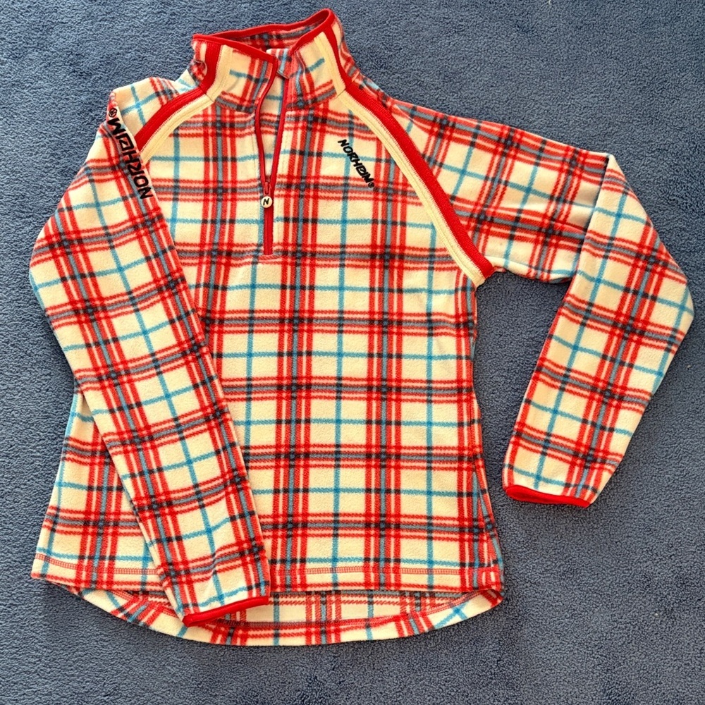Norheim Women's Plaid Fleece Sweatshirt - Red and Blue